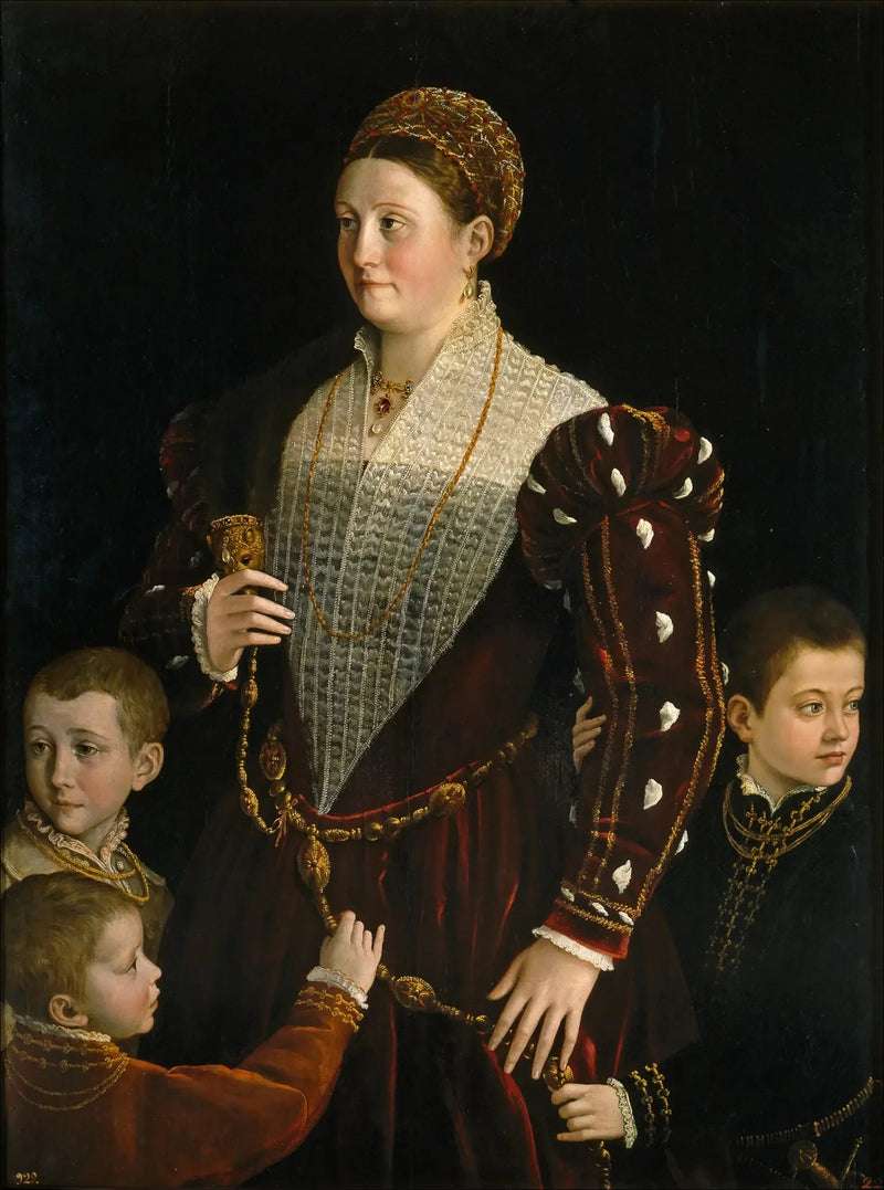 Retrato de Camilla Gonzaga e de seus três filhos - Parmigianino