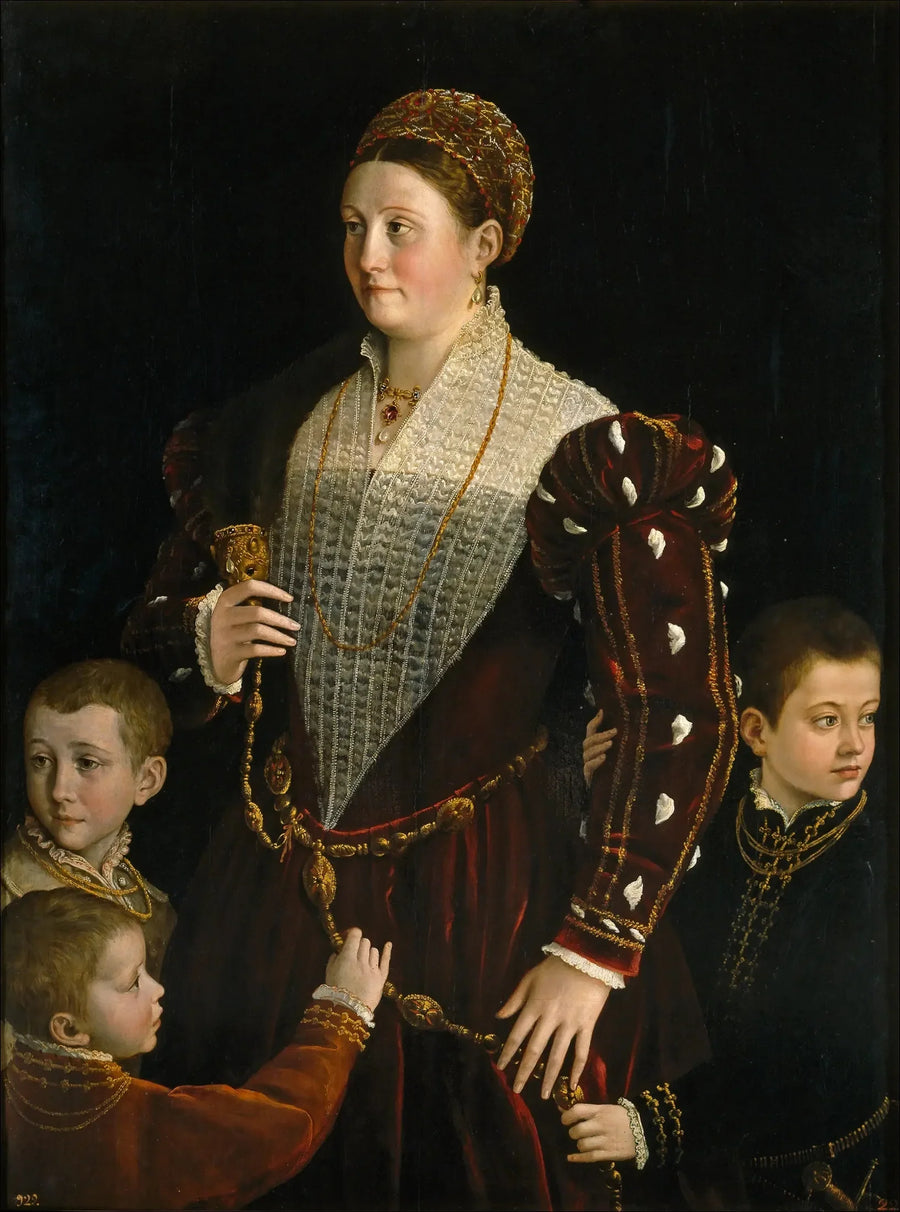 Retrato de Camilla Gonzaga e de seus três filhos - Parmigianino
