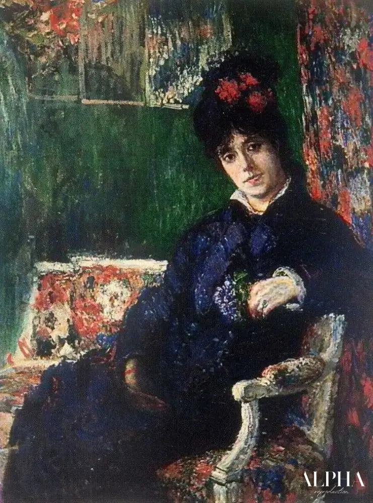 Portrait de Camille au bouquet de violettes - Claude Monet - Reproductions de tableaux et peintures haut de gamme