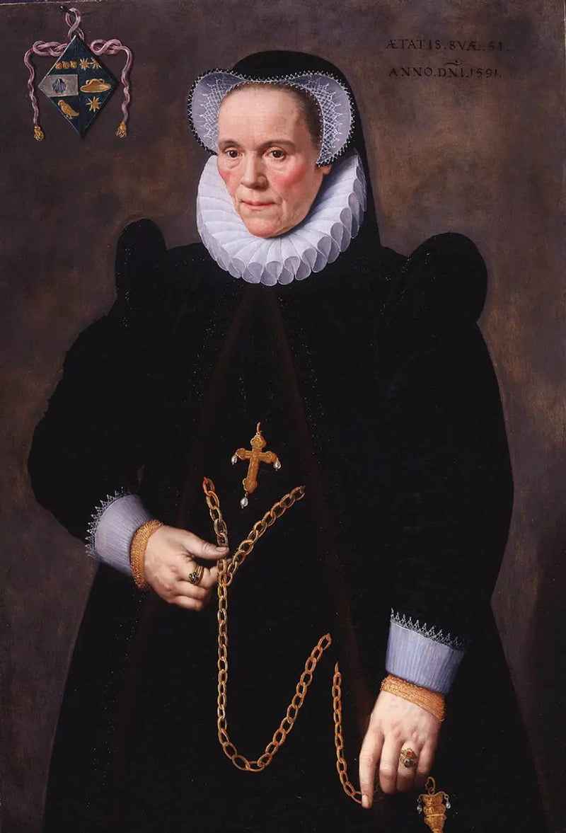 Retrato de Catarina van Damme, esposa de François de Groote - Frans Pourbus, o Jovem