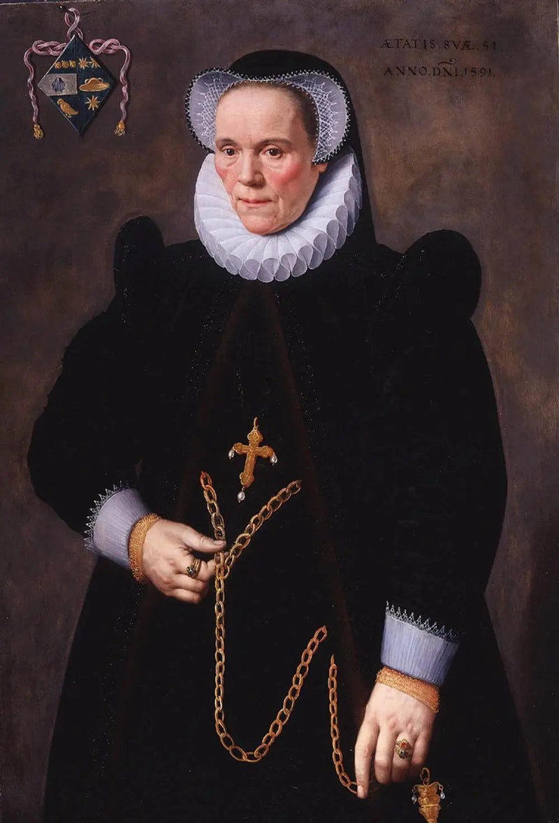 Retrato de Catarina van Damme, esposa de François de Groote - Frans Pourbus, o Jovem
