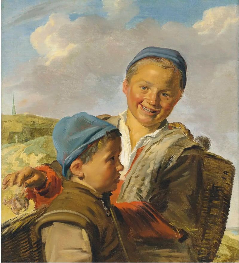 Retrato de dois meninos pescadores, um segurando um caranguejo - Frans Hals