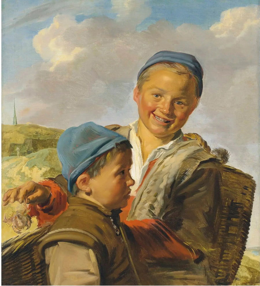 Retrato de dois meninos pescadores, um segurando um caranguejo - Frans Hals