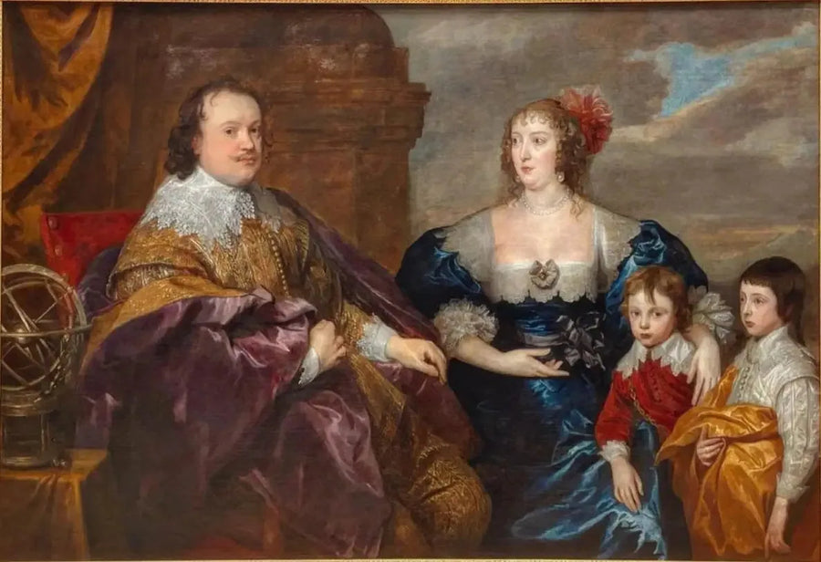 Retrato de família de Sir Kenelm Digby (1603-1665) e Lady Venetia Anastasia Stanley (1600-1633) com seus filhos Kenelm Digby e John Digby (1627-1690) - Antoine van Dyck