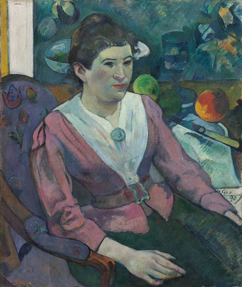 Retrato de mulher com natureza morta de Cézanne - Paul Gauguin