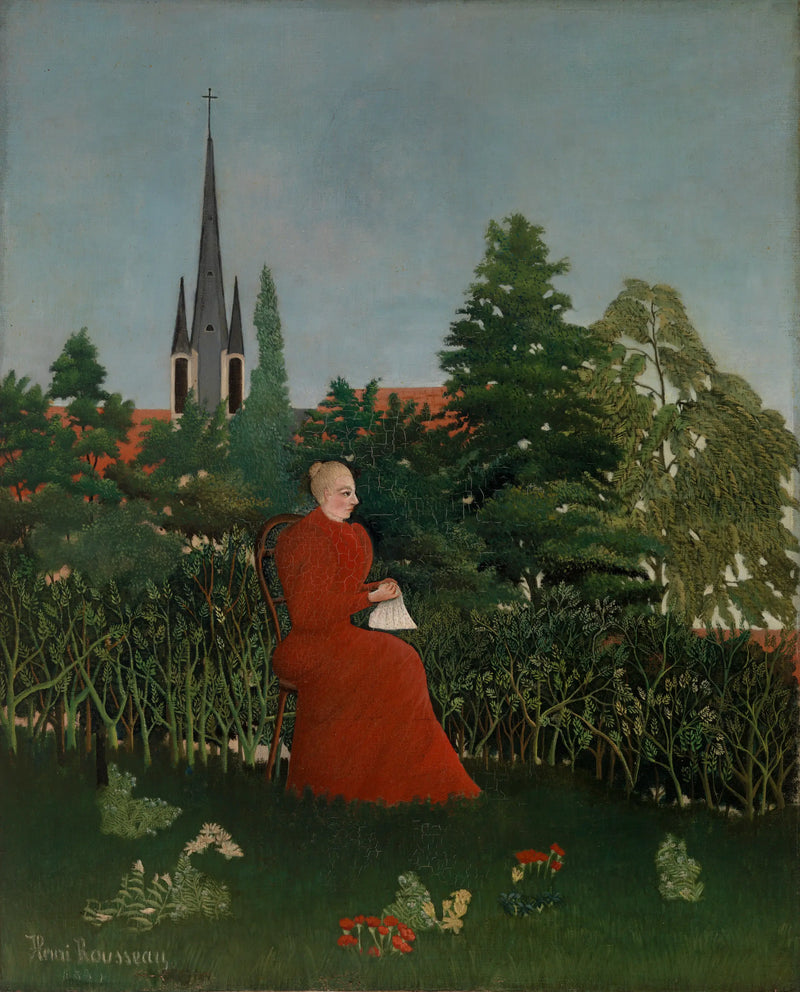 Retrato de mulher em uma paisagem - Henri Rousseau