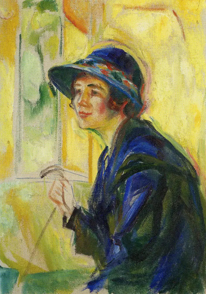 Retrato de mulher sobre fundo amarelo - Edvard Munch