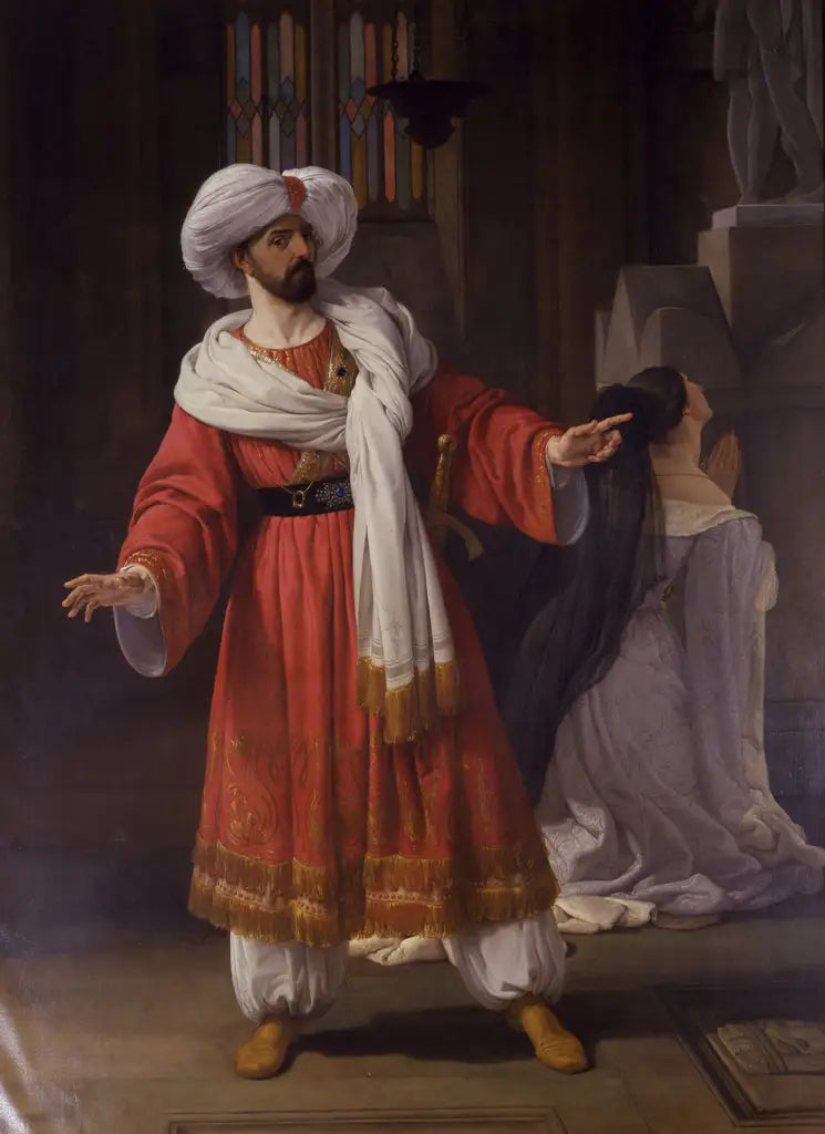 Retrato de Giovanni David como Alessandro em Gli arabi nelle Gallie de Pacini - Francesco Hayez