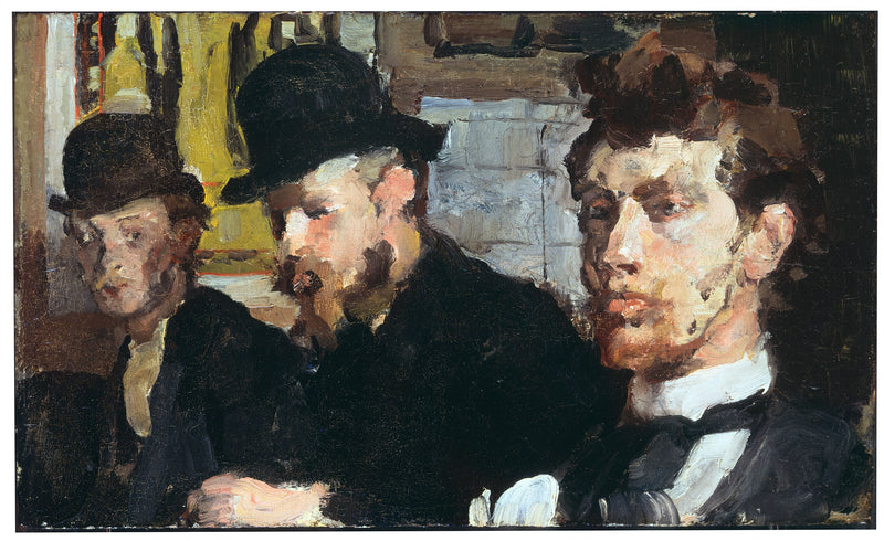 Retrato de grupo com os artistas Carel Adolph Lion Cachet, Gerrit Willem Dijsselhof e Theo Nieuwenhuis da esquerda para a direita - Isaac Israëls