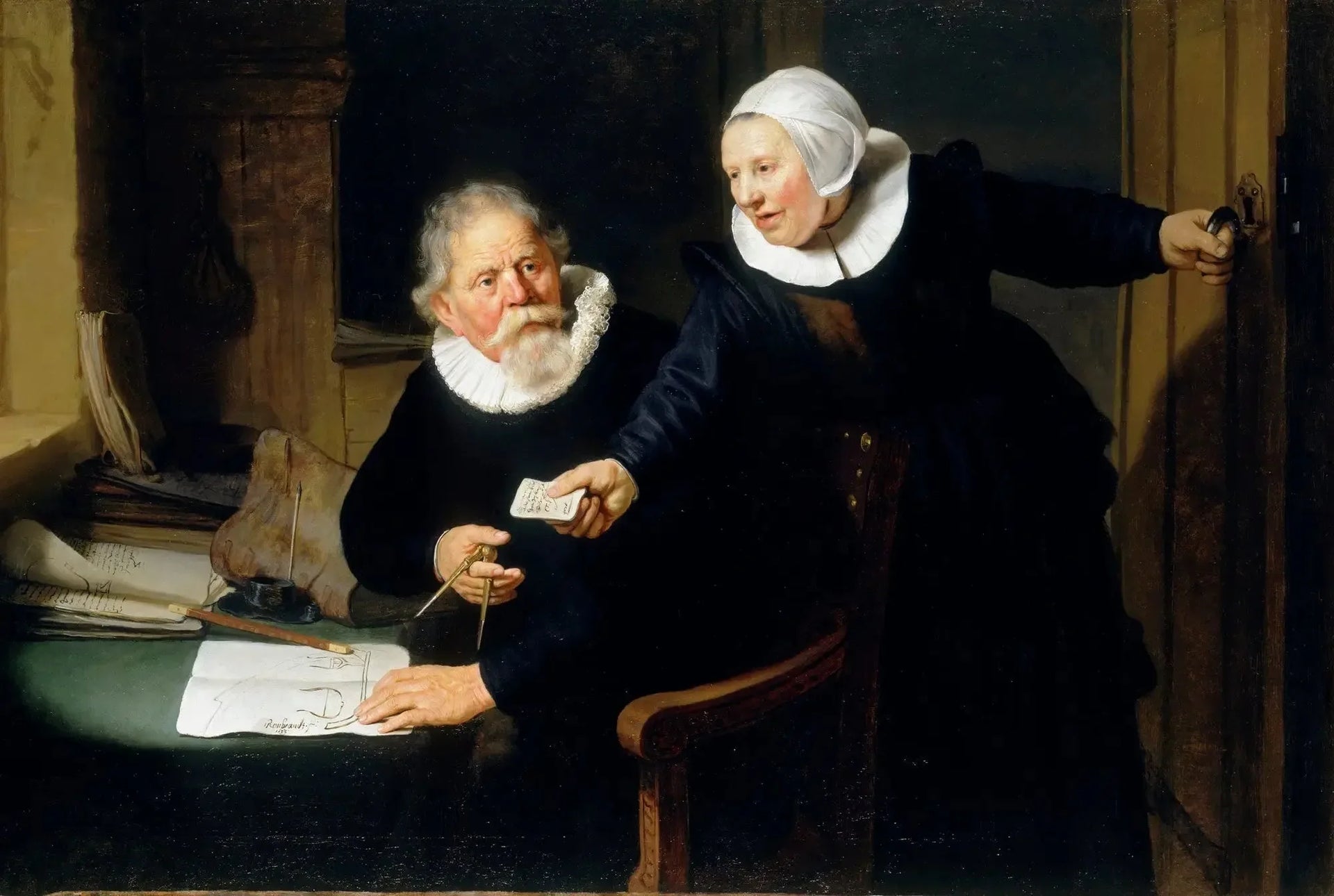 Portrait de Jan Rijcksen et de son épouse Griet Jans - Rembrandt image 1 reproduction artisanale de tableau