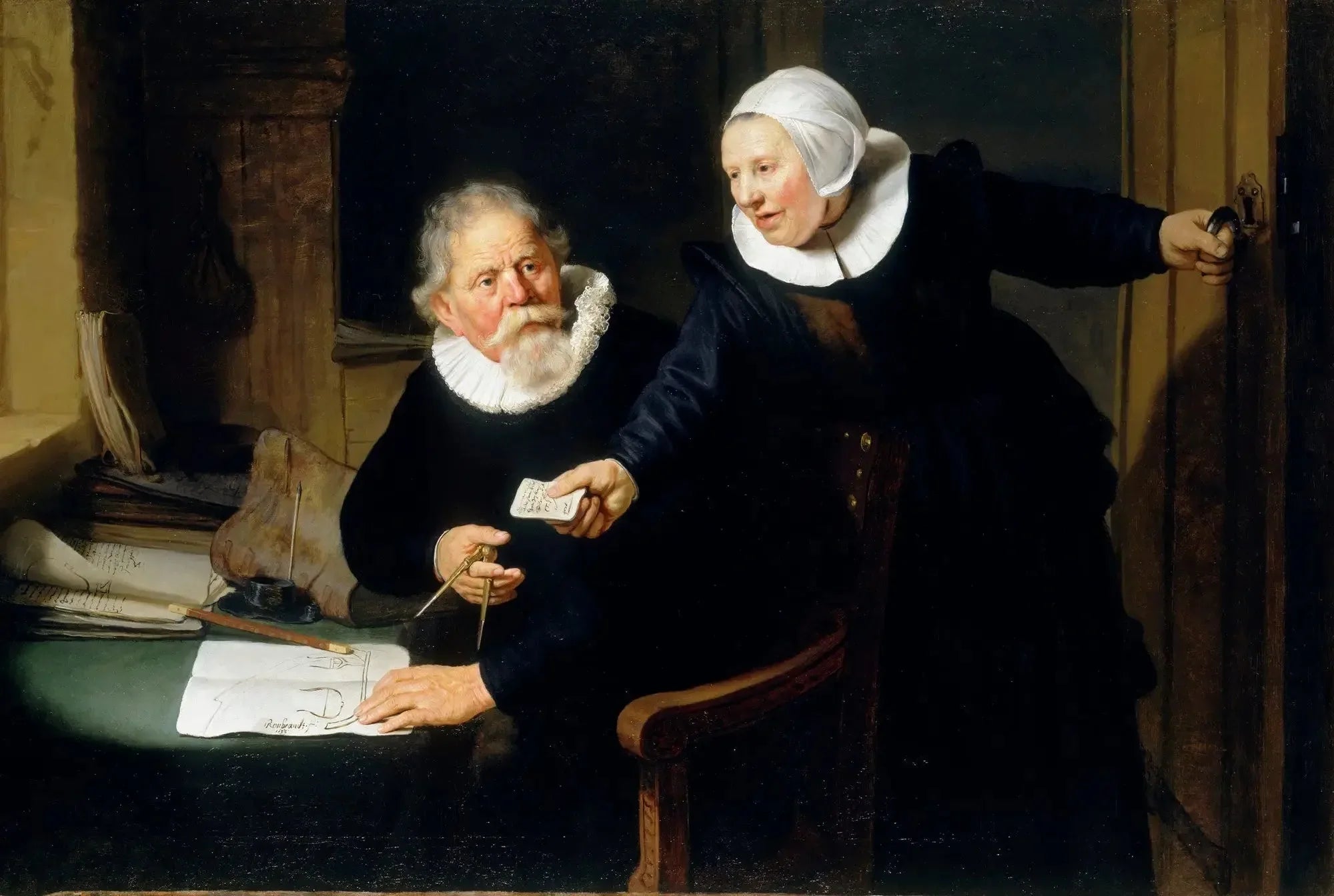 Portrait de Jan Rijcksen et de son épouse Griet Jans - Rembrandt image 1 reproduction artisanale de tableau