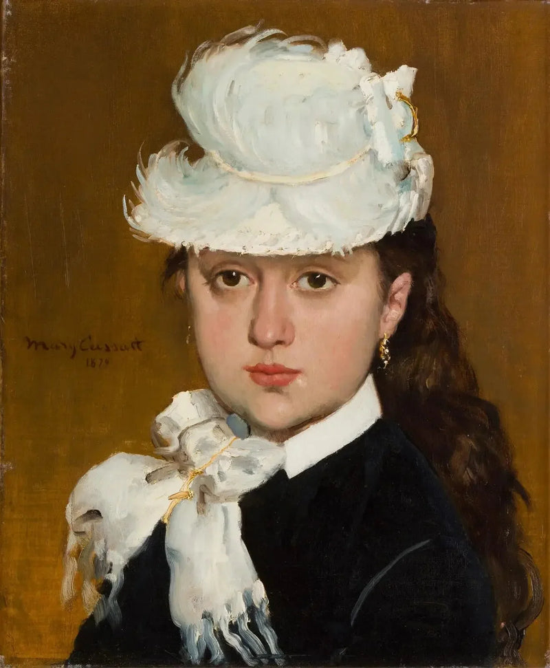 Retrato de jovem mulher com chapéu branco - Mary Cassatt
