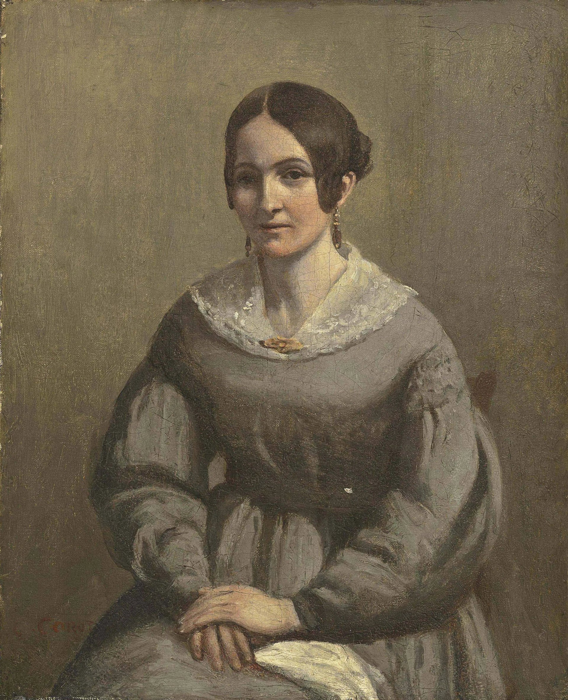Portrait de jeune femme - Jean-Baptiste Camille Corot image 1 copie de tableau peinte à la main