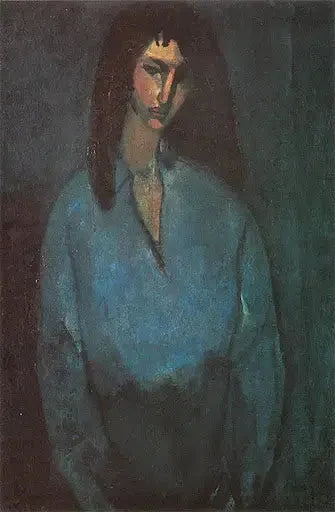 Retrato de jovem garota com blusa azul - Amedeo Modigliani