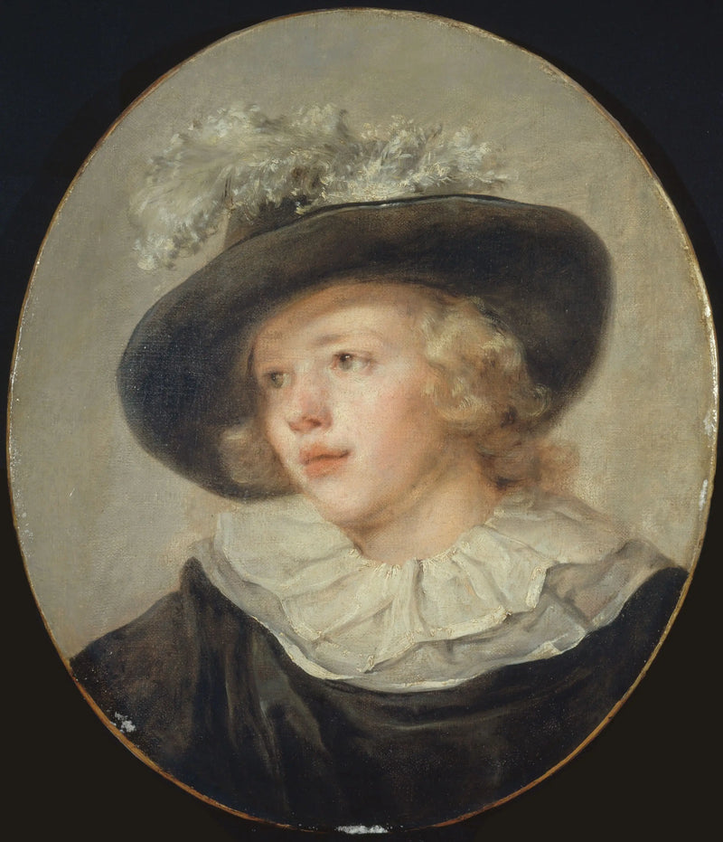 Retrato de um jovem rapaz com um chapéu de penas - Jean-Honoré Fragonard