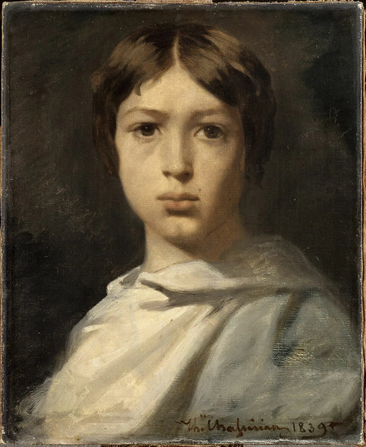 Portrait de jeune garçon. Le Broyeur de couleurs de l'artiste - Théodore Chassériau image 1 copie de tableau peinte à la main