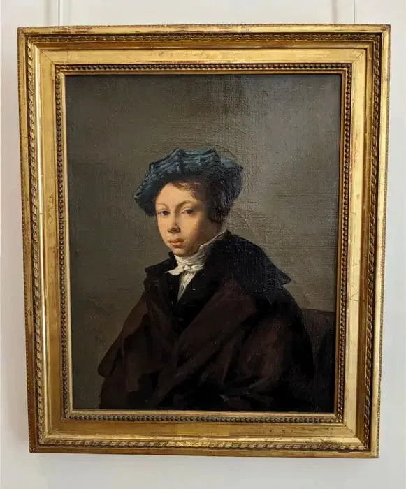 Portrait de jeune homme coiffé d'un béret bleu - Eugène Delacroix image 2 copie peinte à la main à l’huile