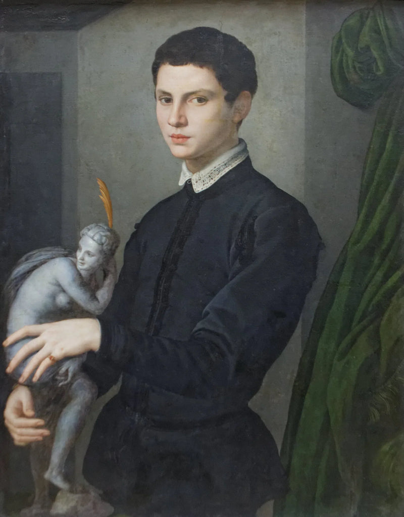 Retrato de um jovem segurando uma estatueta - Bronzino