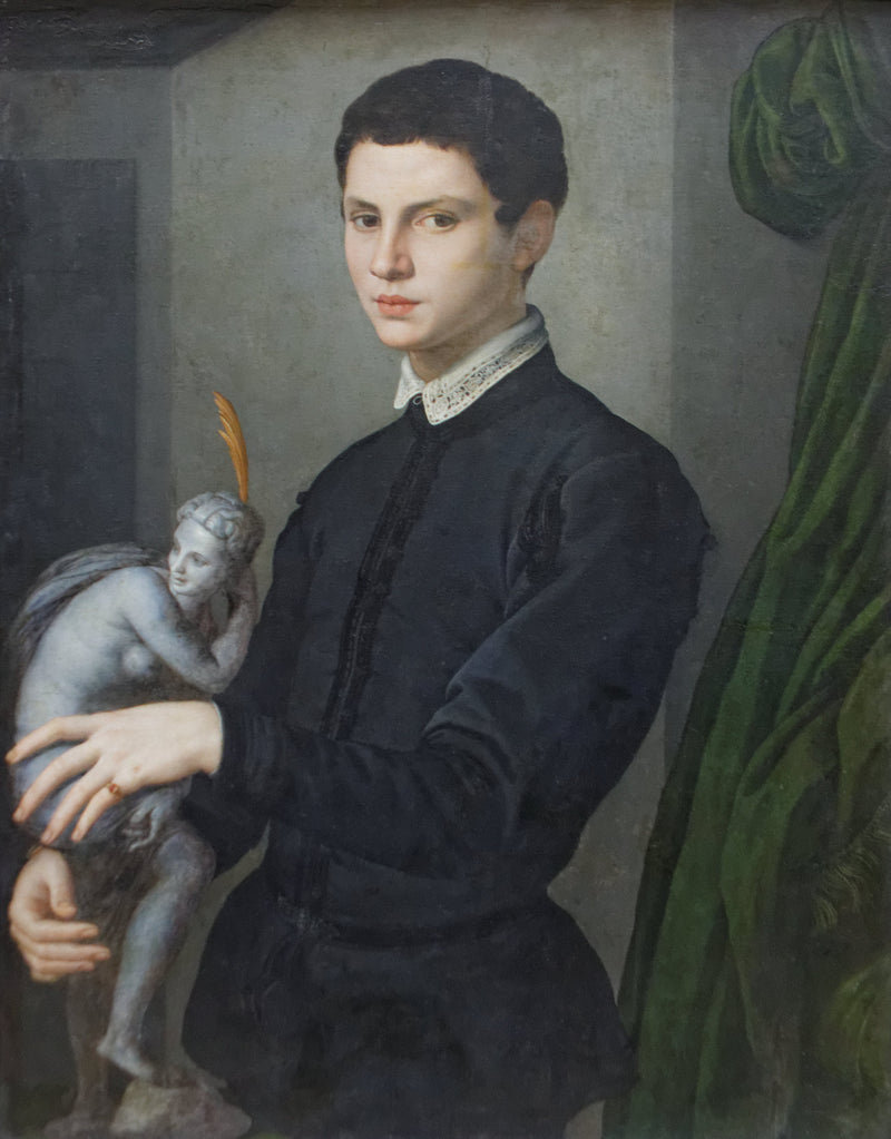 Retrato de um jovem segurando uma estatueta - Bronzino