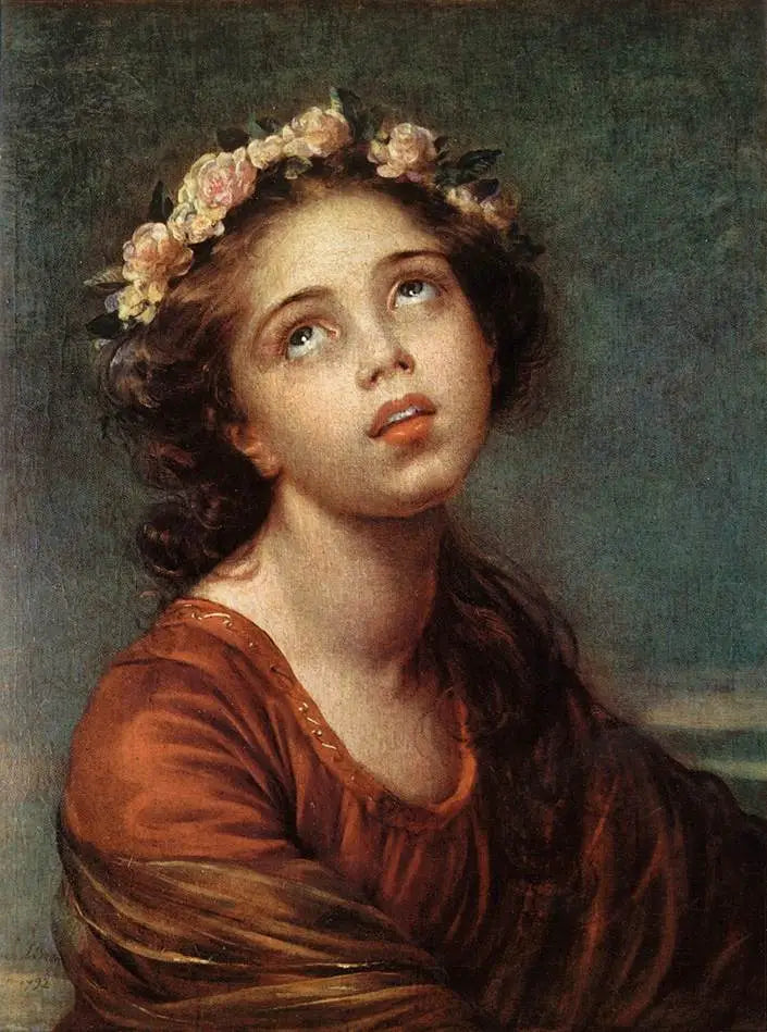 Retrato de Julie Lebrun usando uma coroa de rosas - Élisabeth Vigée Le Brun