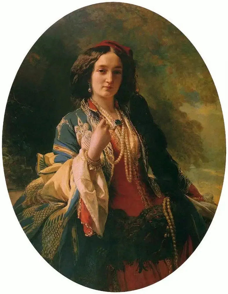 Retrato de Katarzyna Potocka née Branicka em traje oriental. - Franz Xaver Winterhalter