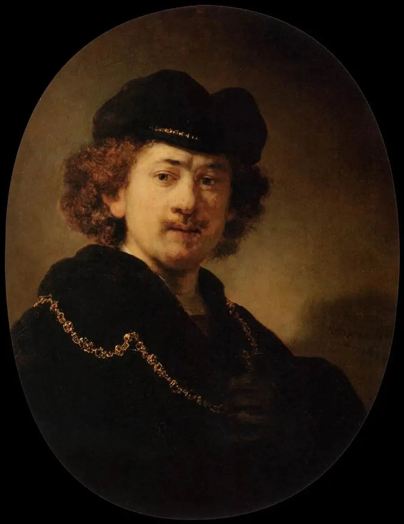 Retrato do artista com touca e corrente de ouro - Rembrandt