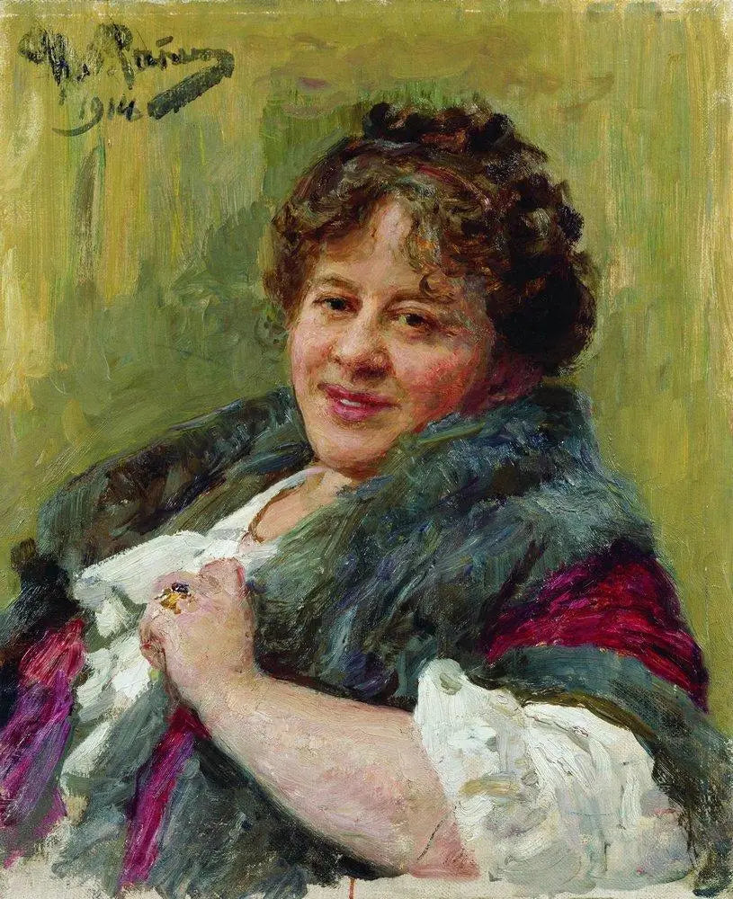 Retrato da escritora, dramaturga, poetisa e tradutora Tatiana Lvovna Shchepkina-Kupernik - Ilya Repin