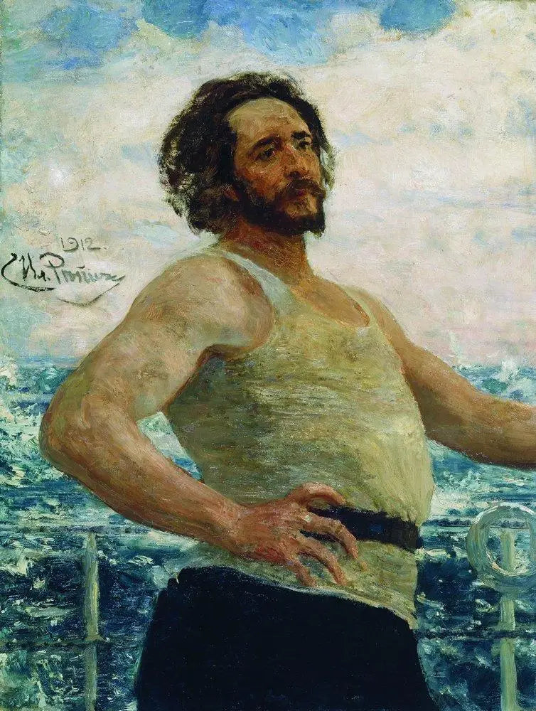 Retrato do escritor Leonid Nikolaïevitch Andreïev em um iate - Ilya Repin