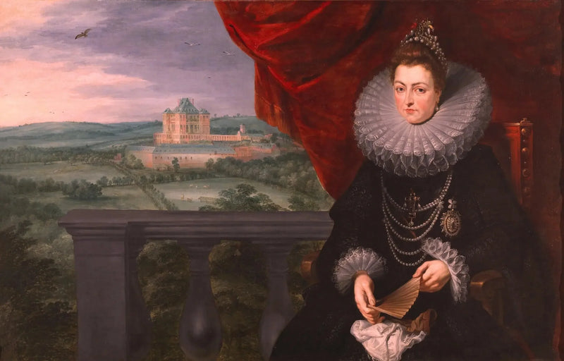 Retrato da infanta Isabel com o castelo de Mariement ao fundo - Peter Paul Rubens