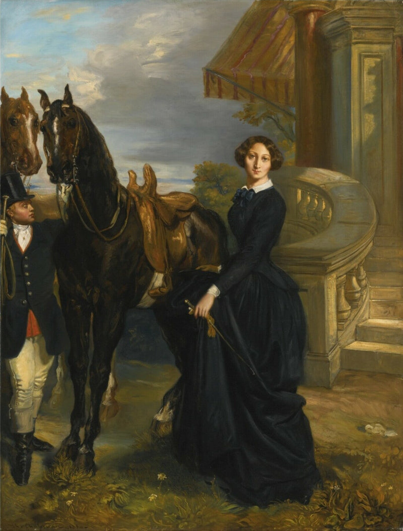 Retrato da condessa de Ranchicourt partindo para a caça com cães - Théodore Chassériau