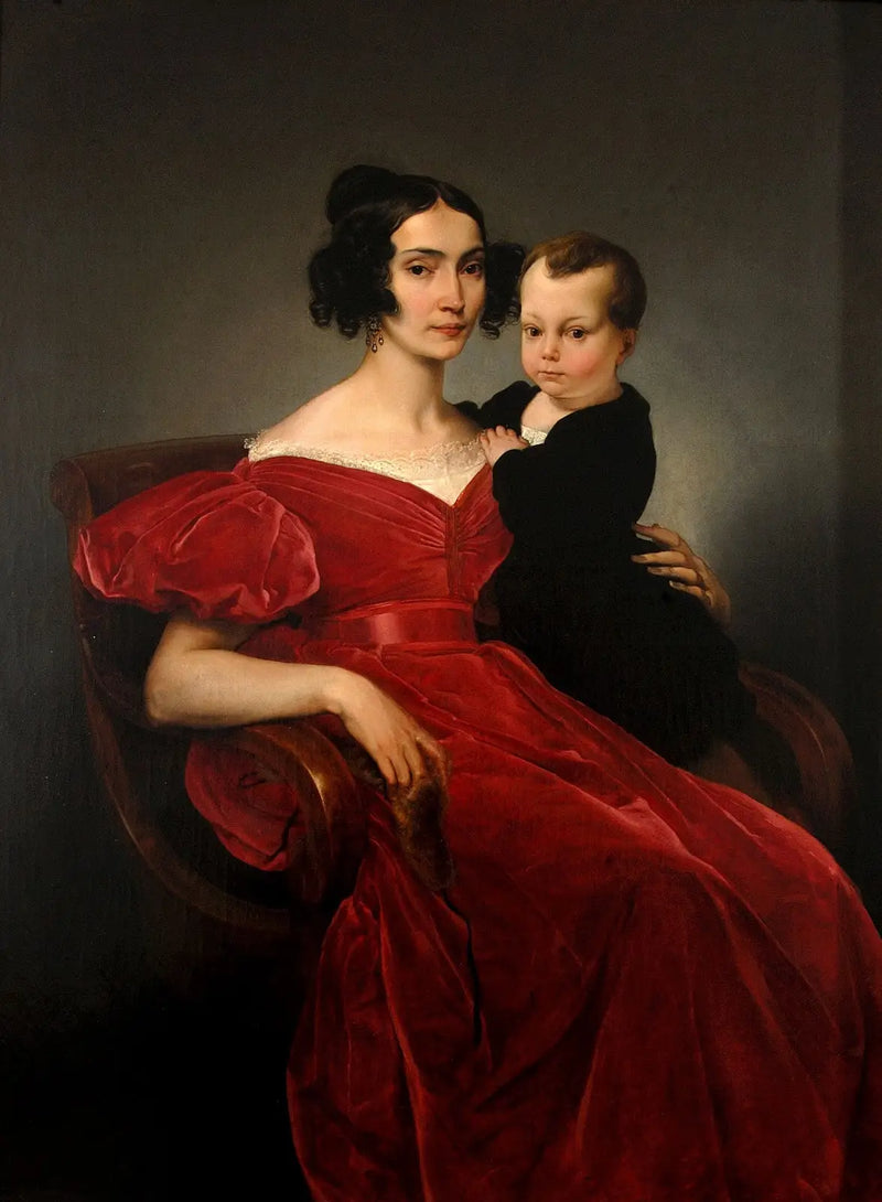 Retrato da condessa Teresa Zumali Marsili com seu filho Giuseppe - Francesco Hayez