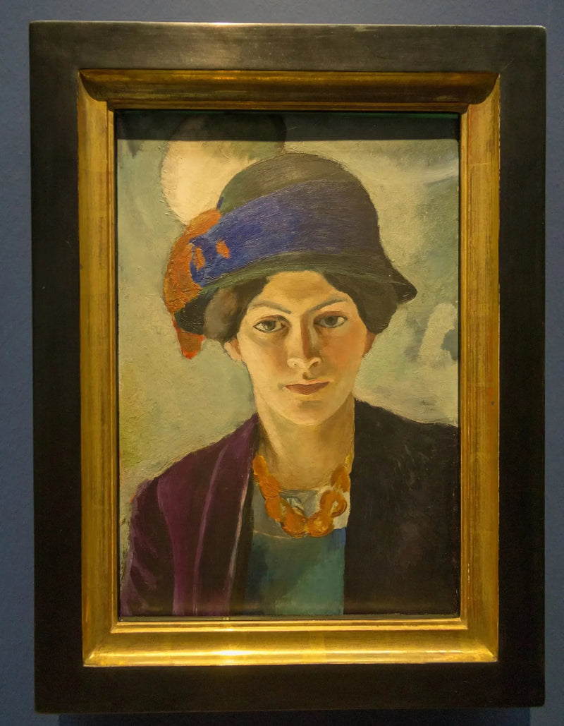 Retrato da esposa do artista, com chapéu - August Macke