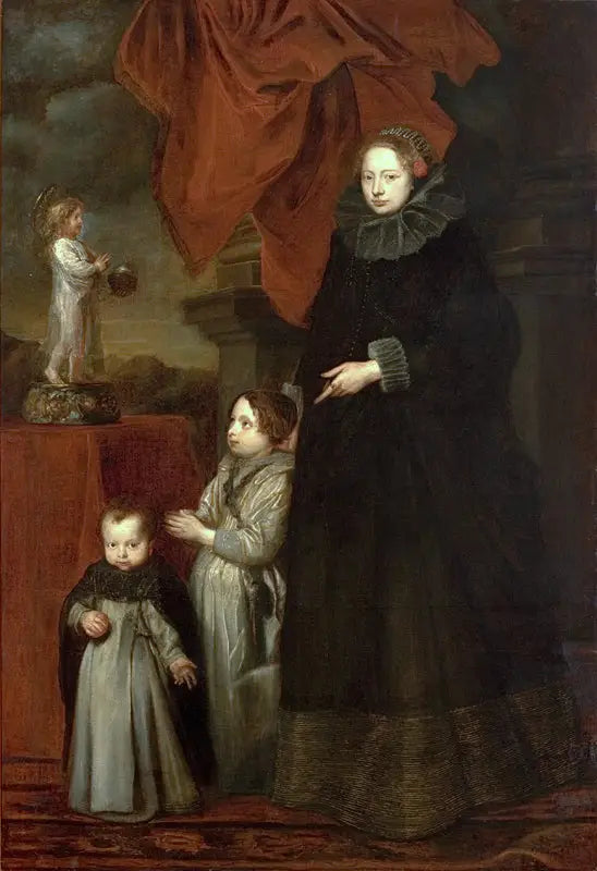 Retrato da marquesa Lomellini com seus filhos em oração - Antoine van Dyck