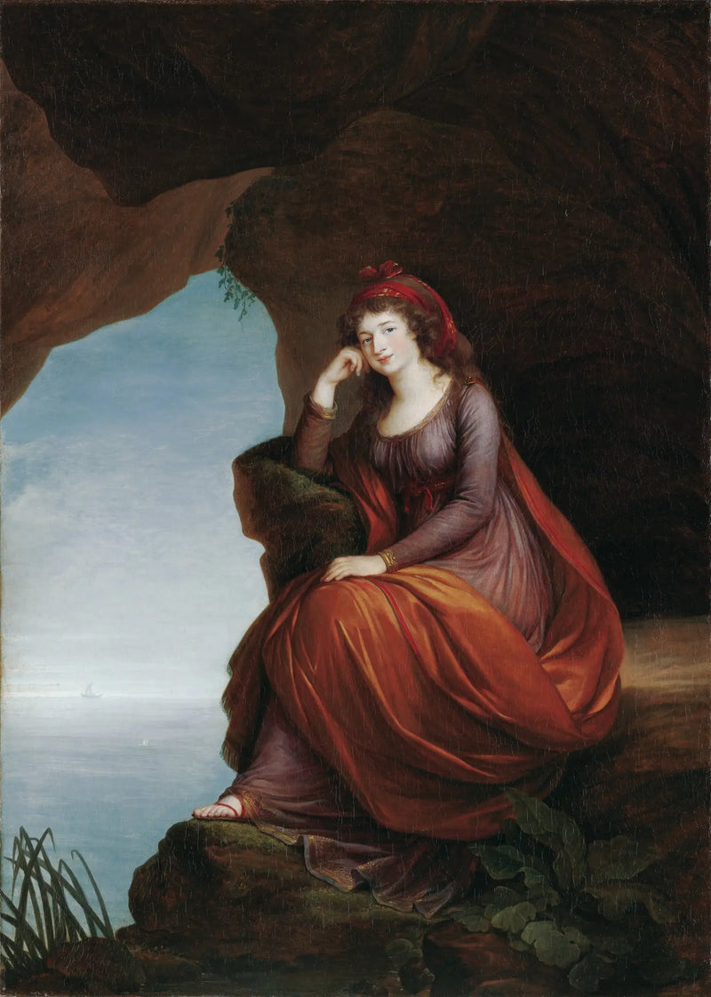 Retrato da princesa Hermenegilde von Esterházy (1769-1845), née Liechtenstein, como Ariane em Naxos - Élisabeth Vigée Le Brun