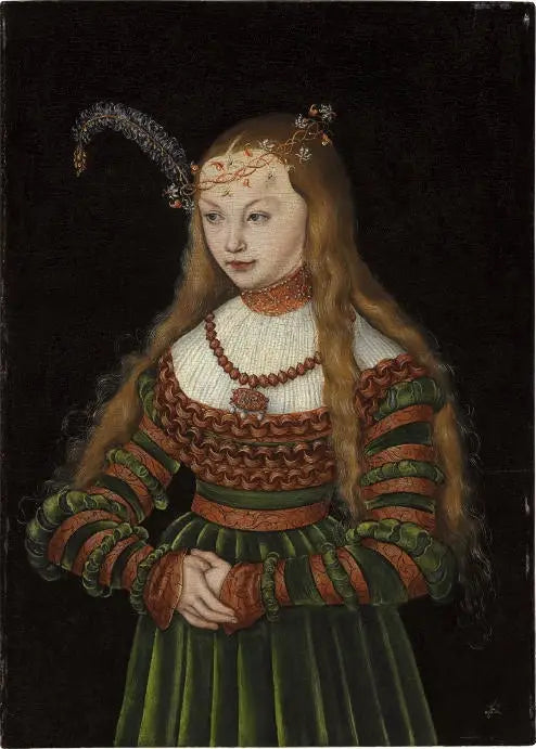 Retrato da princesa Sibylle de Clèves como esposa de Jean-Frédéric de Saxe - Lucas Cranach o Velho