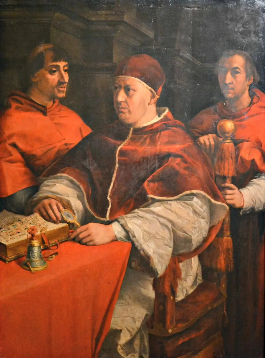 Retrato de Leão X com os cardeais Giulio de Médicis e Luigi de' Rossi - Andrea del Sarto