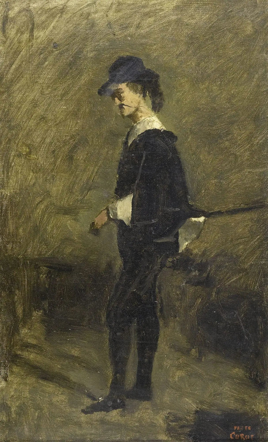 Retrato de M. Bigour d'Arras com traje de Hamlet - Jean-Baptiste Camille Corot