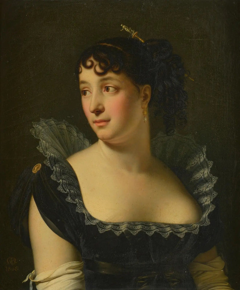 Retrato de Madame Bertin de Veaux em busto - Anne-Louis Girodet