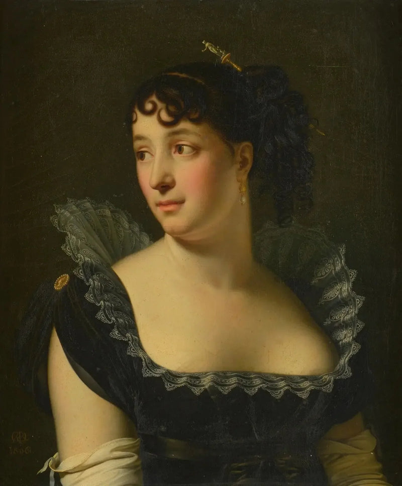 Retrato de Madame Bertin de Veaux em busto - Anne-Louis Girodet