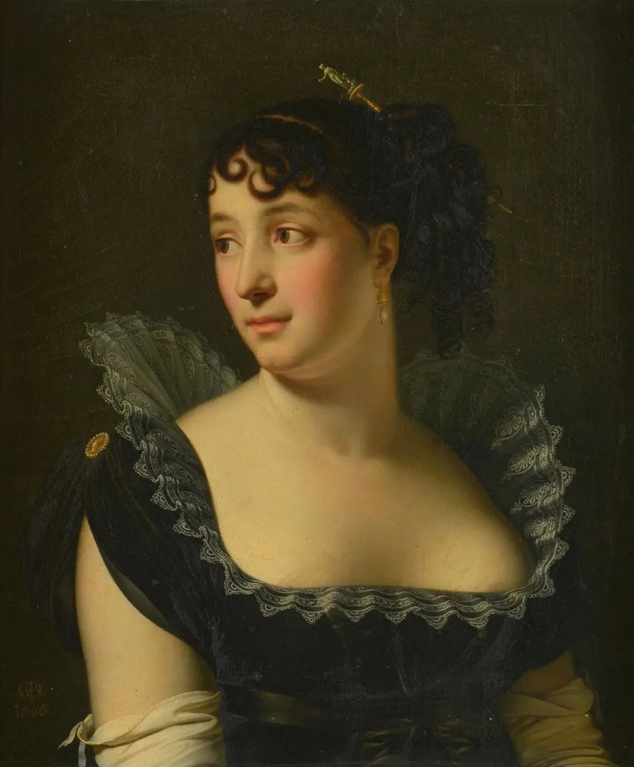 Retrato de Madame Bertin de Veaux em busto - Anne-Louis Girodet