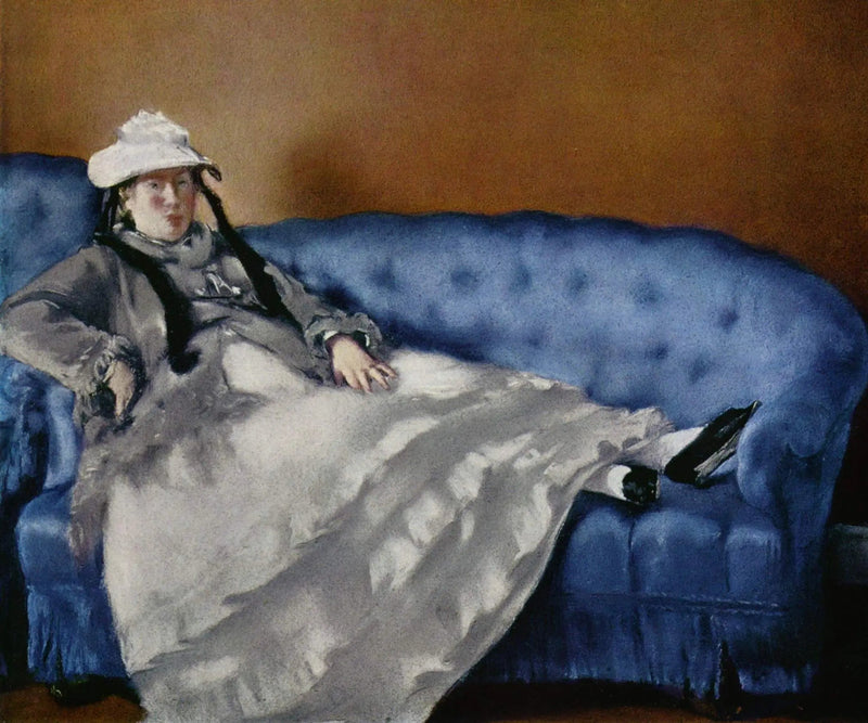 Retrato de Madame Edouard Manet em um sofá azul - Édouard Manet