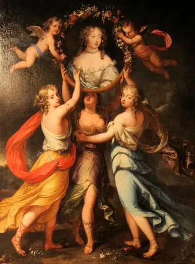 Retrato de Madame de Montespan apoiada pelas graças e coroada pelos amores - Pierre Mignard