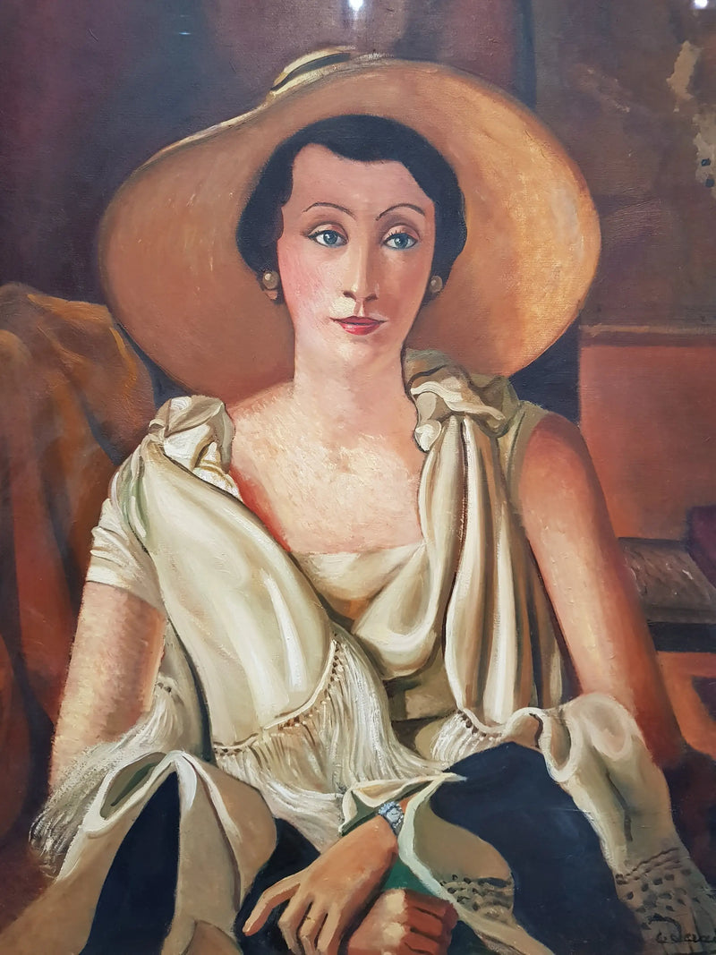 Retrato de Madame Paul Guillaume com grande chapéu - André Derain