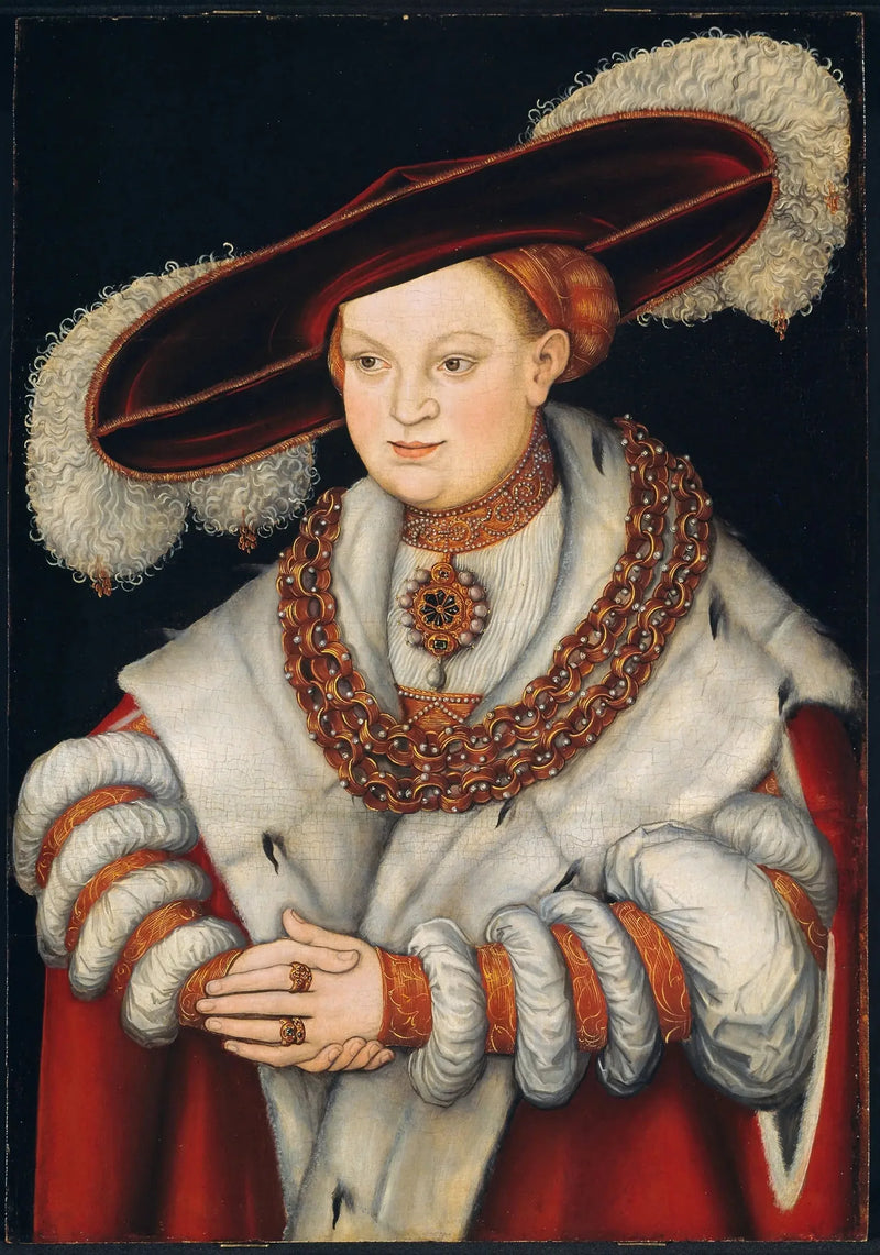 Retrato de Madeleine de Saxe, primeira esposa do eleitor Joachim II de Brandemburgo - Lucas Cranach, o Velho