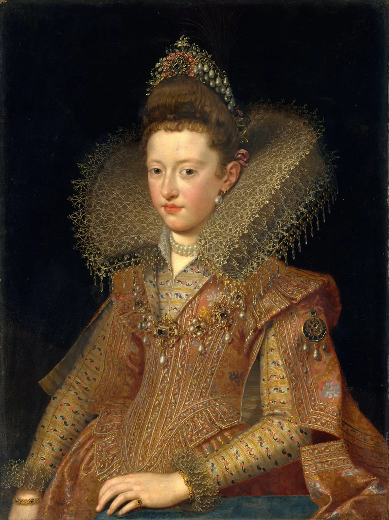 Retrato de Marguerite de Gonzague (1591-1632), princesa de Mântua - Frans Pourbus, o Jovem
