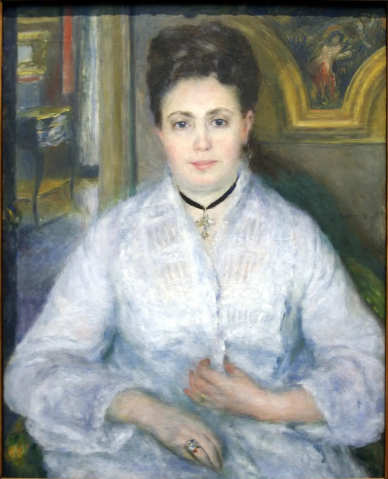 Retrato de Sra. Chocquet em branco - Pierre-Auguste Renoir