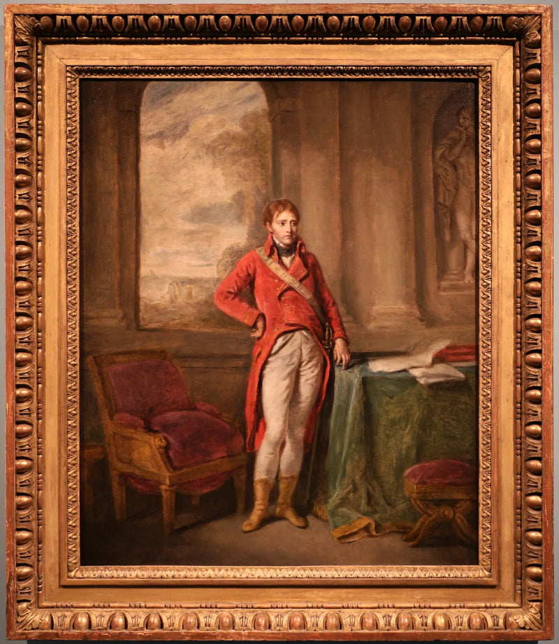 Retrato de Napoleão Bonaparte com traje de Primeiro Cônsul, com a cidade de Antuérpia ao fundo - Jean-Baptiste Greuze