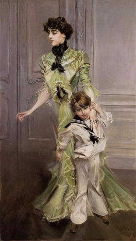 Retrato de Pauline Hugo com seu filho Jean - Giovanni Boldini