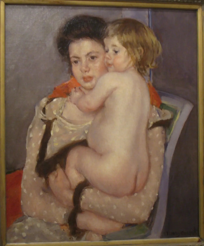 Retrato da Rainha LeFebvre segurando um bebê nu - Mary Cassatt