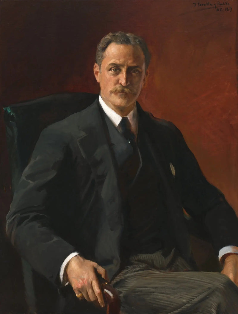Retrato de Robert Bacon, 39º secretário de Estado durante a presidência de Theodore Roosevelt - Joaquín Sorolla